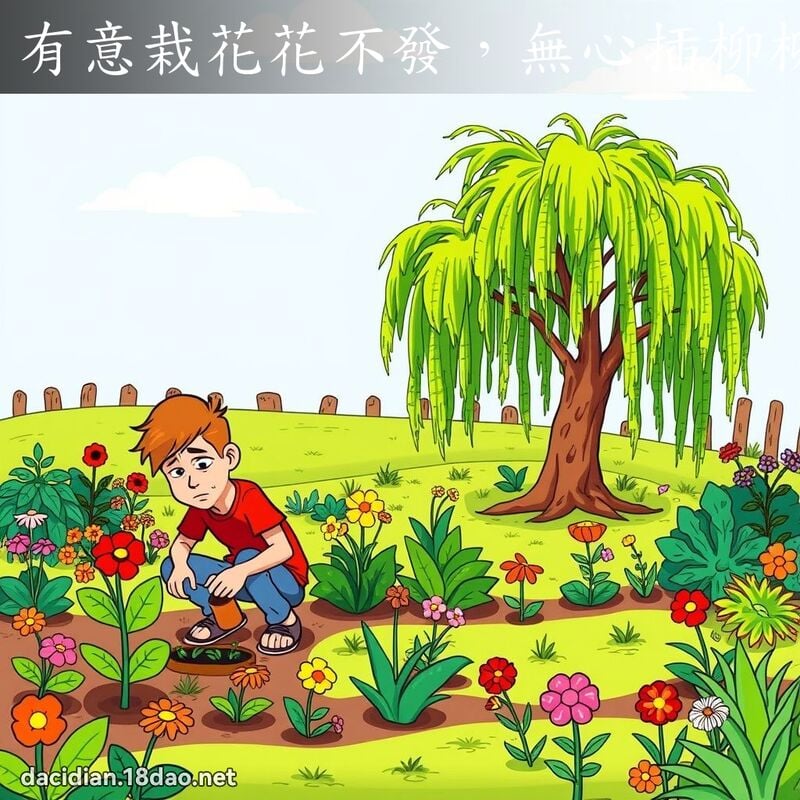 有意栽花花不发，无心插柳柳成阴 - 国语大辞典配图