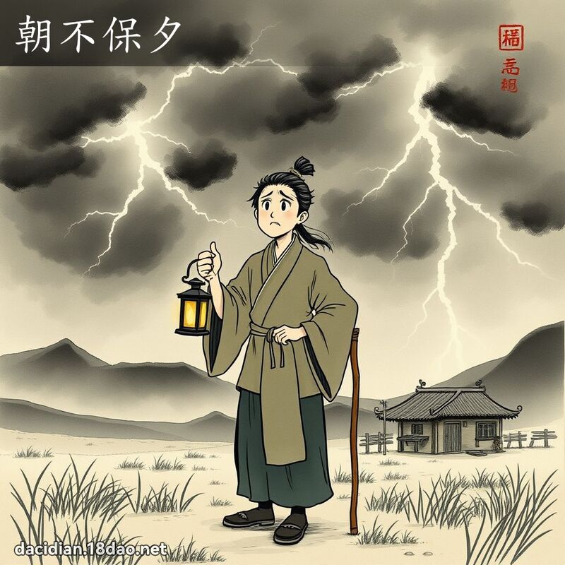 朝不保夕 - 国语大辞典配图