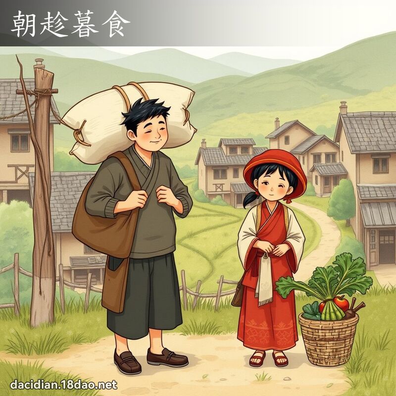 朝趁暮食 - 國語大辭典配圖