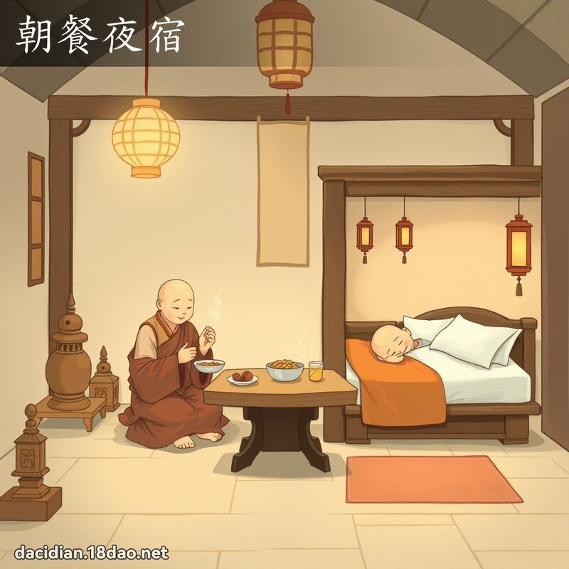 朝餐夜宿 - 國語大辭典配圖