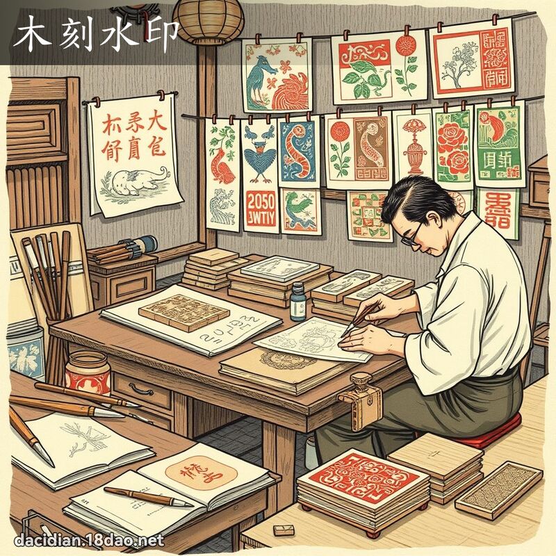 木刻水印 - 國語大辭典配圖