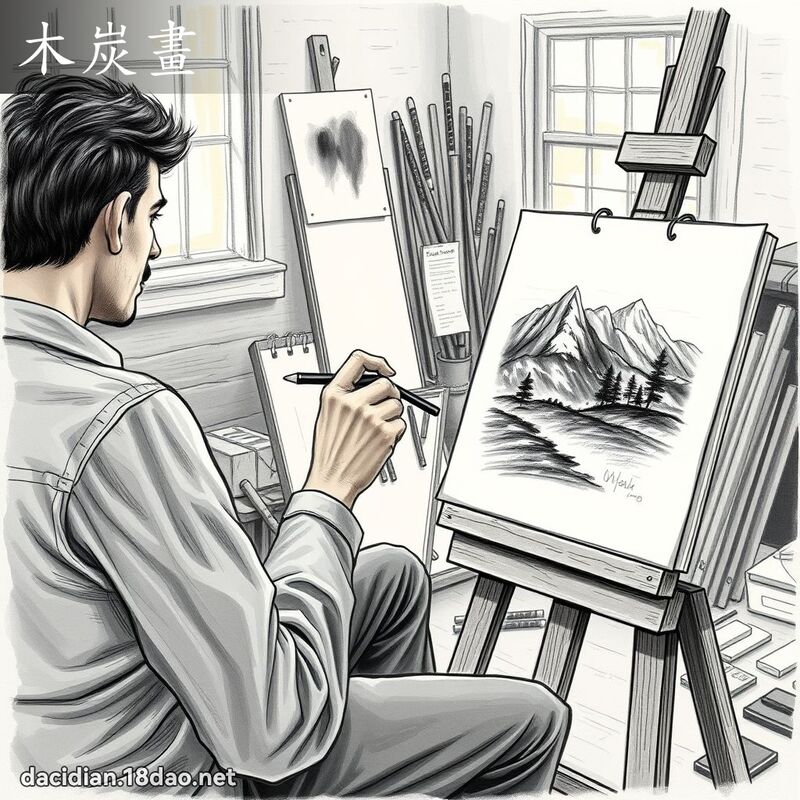 木炭畫 - 國語大辭典配圖