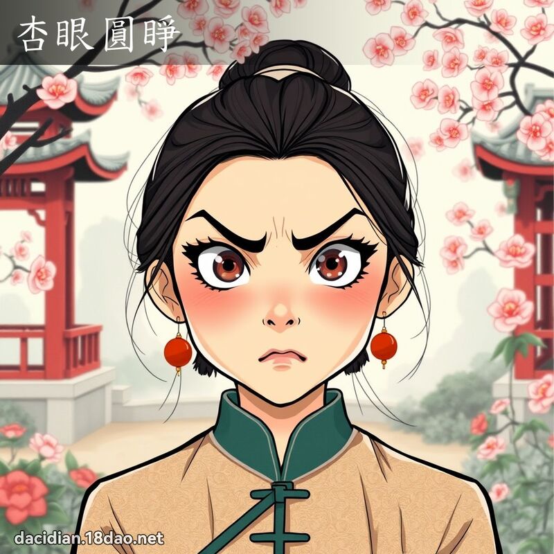 杏眼圓睜 - 國語大辭典配圖