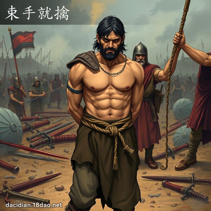 束手就擒 - 國語大辭典配圖