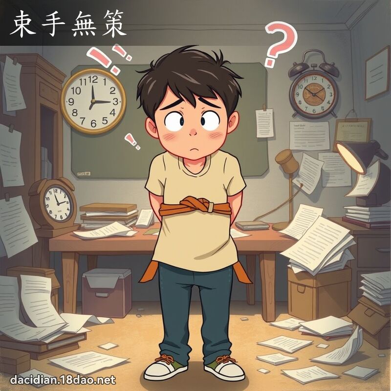 束手无策 - 国语大辞典配图