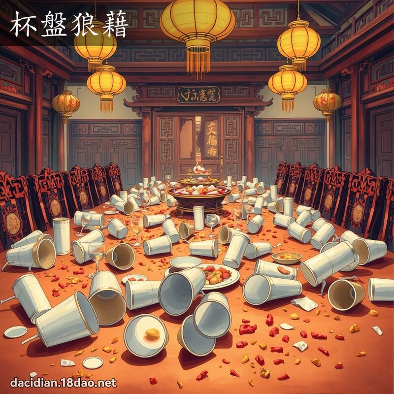 杯盤狼藉 - 國語大辭典配圖