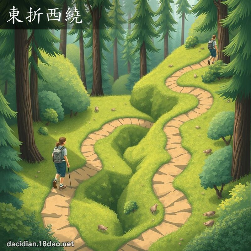 東折西繞 - 國語大辭典配圖