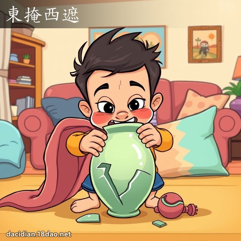 东掩西遮 - 国语大辞典配图