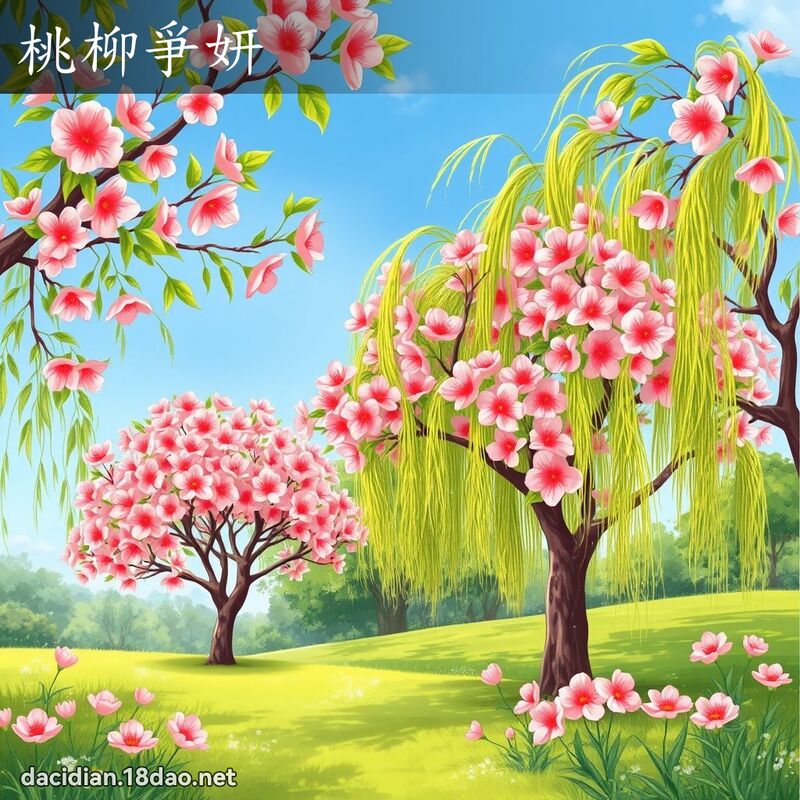 桃柳爭妍 - 國語大辭典配圖