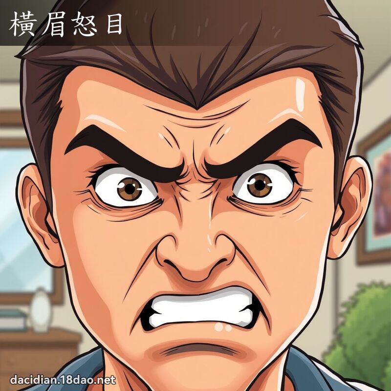 橫眉怒目 - 國語大辭典配圖