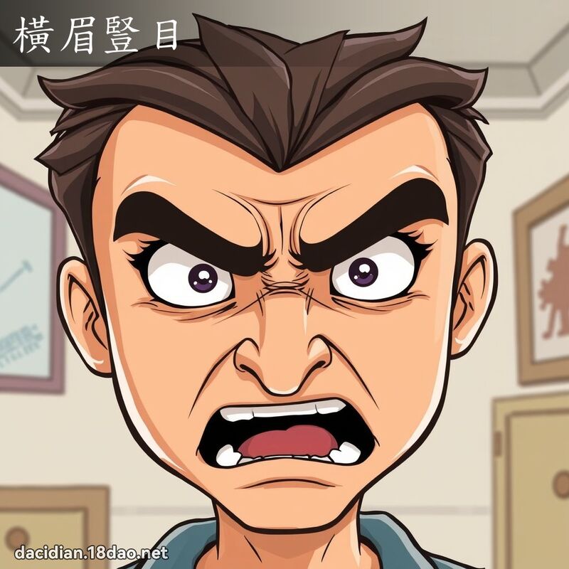 橫眉豎目 - 國語大辭典配圖