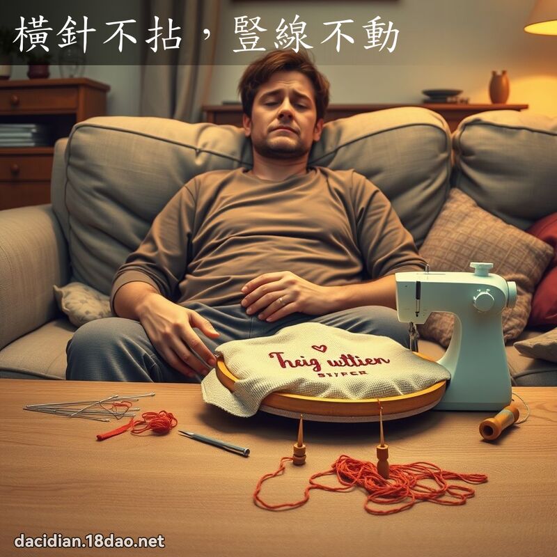 橫針不拈，豎線不動 - 國語大辭典配圖