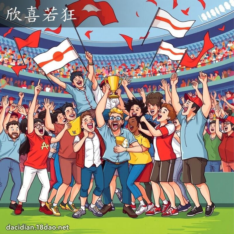 欣喜若狂 - 國語大辭典配圖