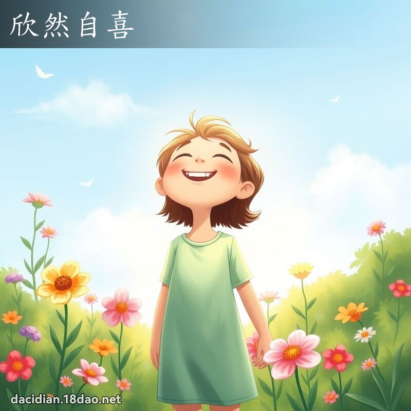 欣然自喜 - 国语大辞典配图