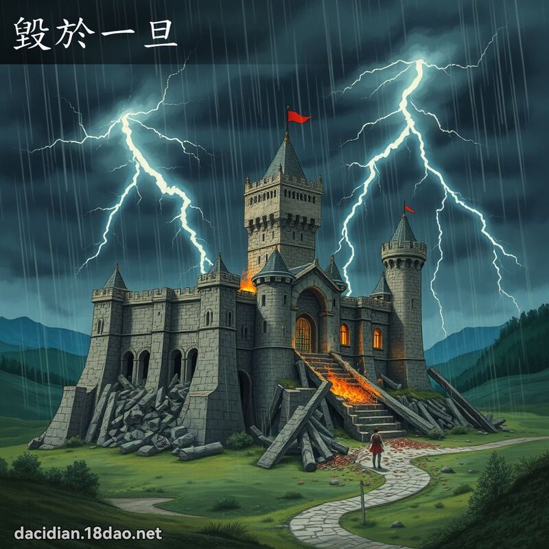 毁於一旦 - 国语大辞典配图