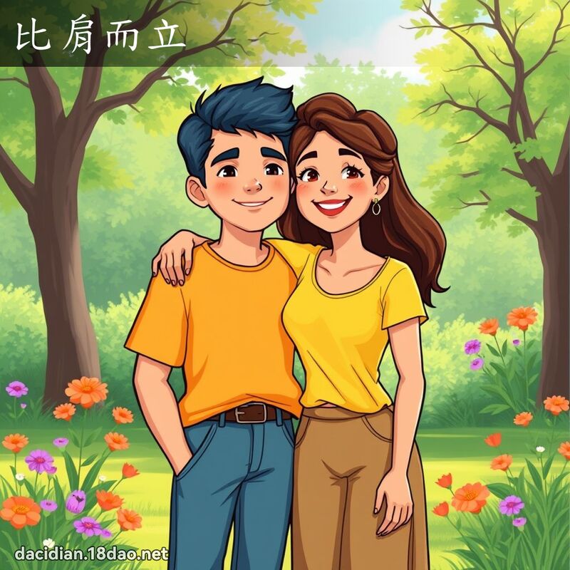 比肩而立 - 国语大辞典配图
