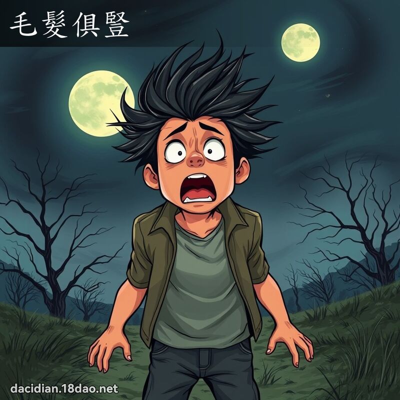 毛发俱竖 - 国语大辞典配图