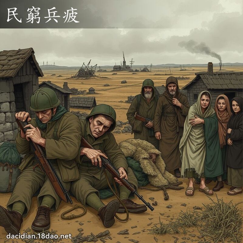 民穷兵疲 - 国语大辞典配图