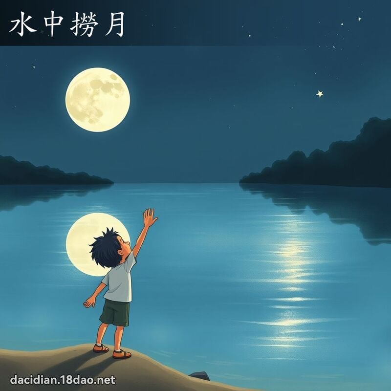 水中捞月 - 国语大辞典配图