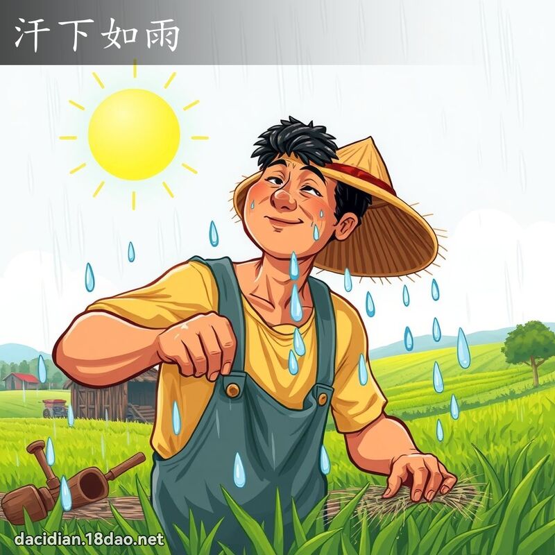 汗下如雨 - 國語大辭典配圖