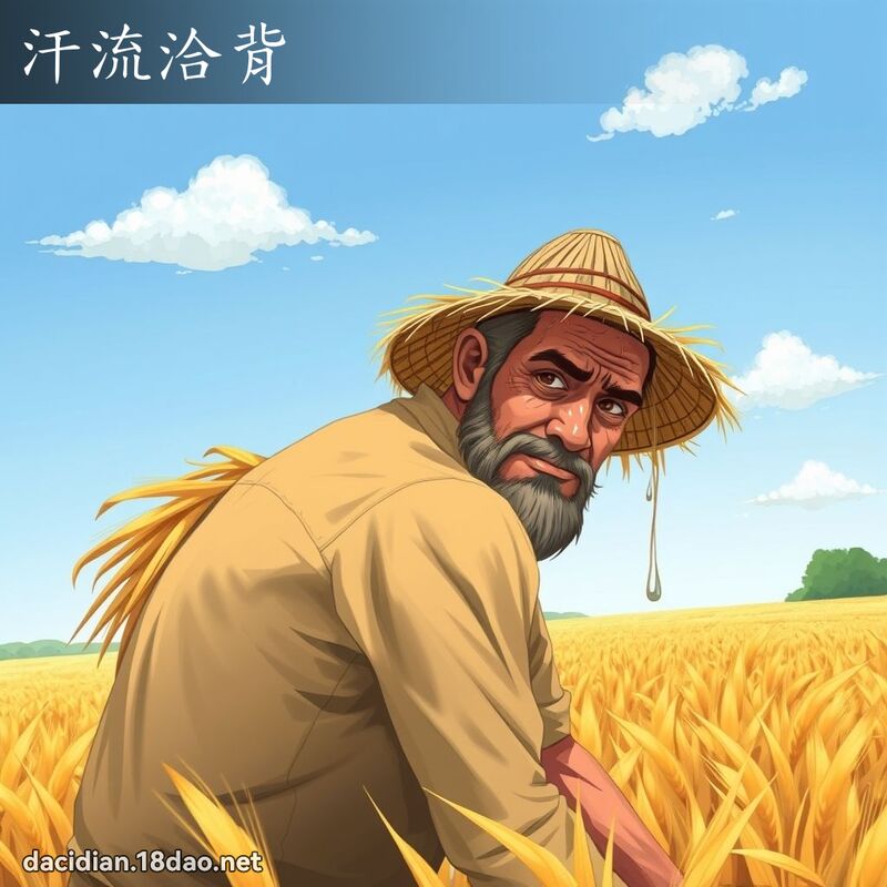 汗流洽背 - 國語大辭典配圖