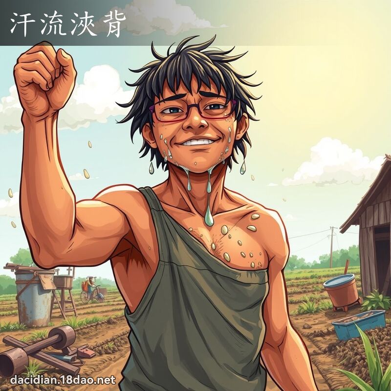 汗流浹背 - 國語大辭典配圖