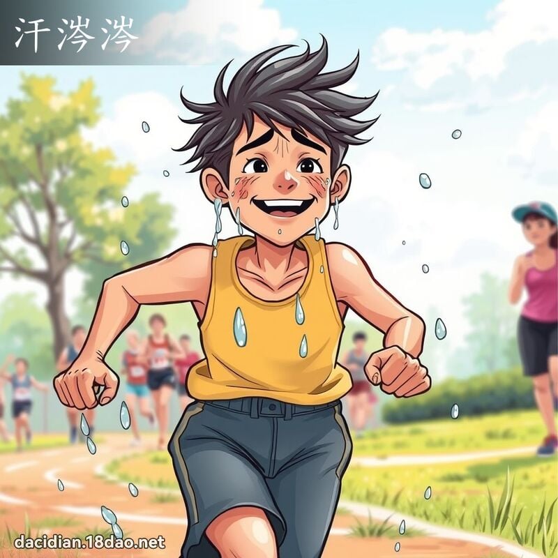 汗涔涔 - 國語大辭典配圖