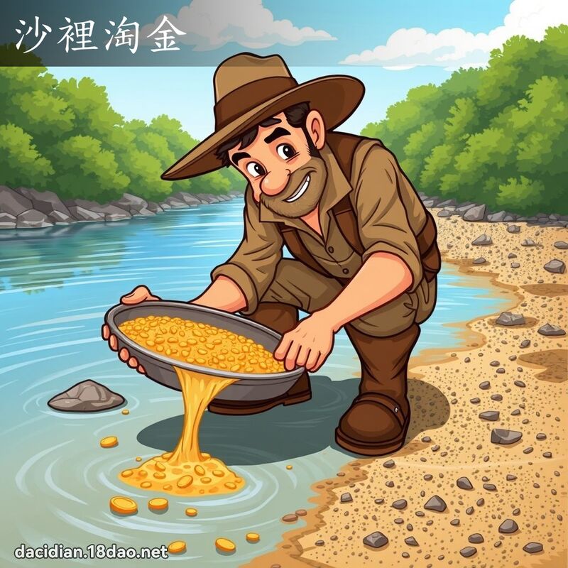 沙裡淘金 - 國語大辭典配圖