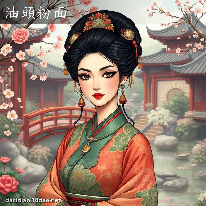 油頭粉面 - 國語大辭典配圖