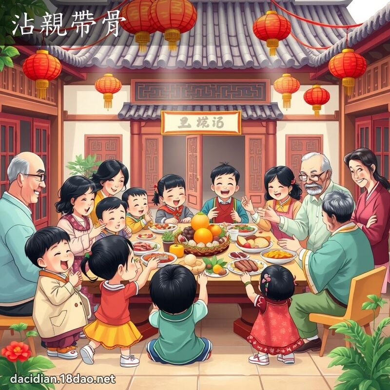 沾亲带骨 - 国语大辞典配图