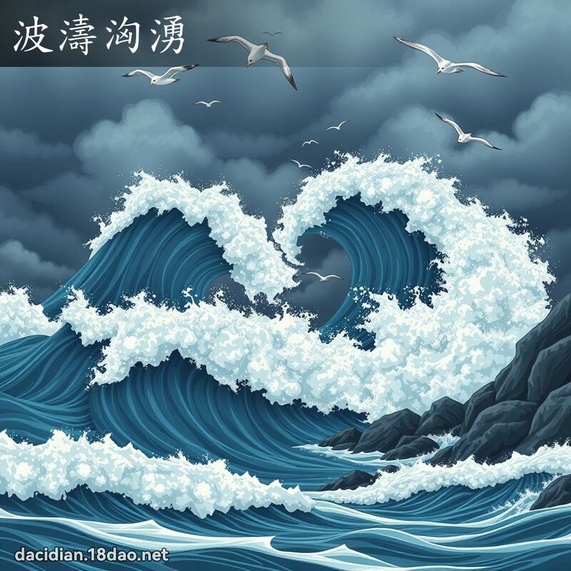波濤洶湧 - 國語大辭典配圖