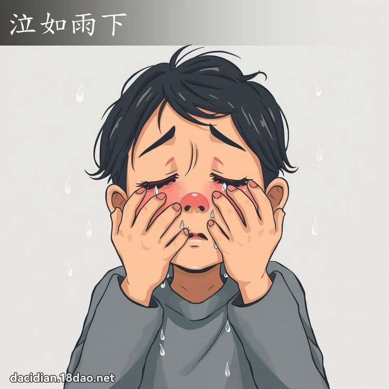 泣如雨下 - 国语大辞典配图