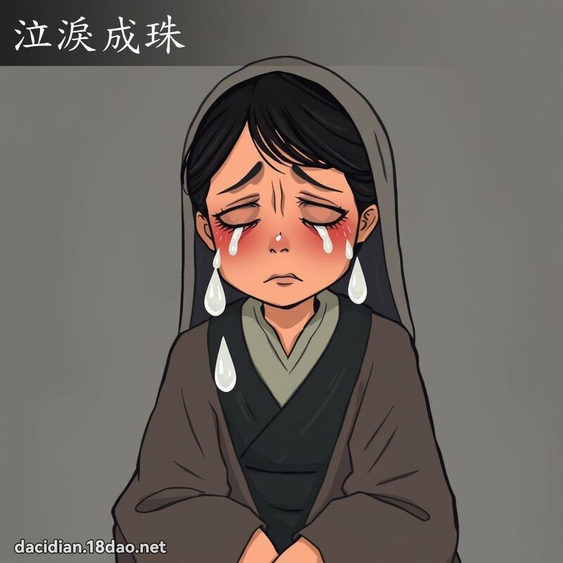 泣泪成珠 - 国语大辞典配图