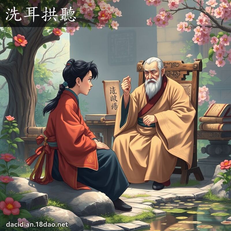 洗耳拱听 - 国语大辞典配图