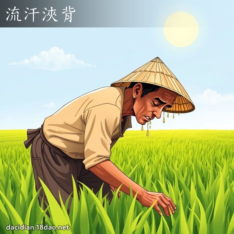 流汗浹背 - 国语大辞典配图