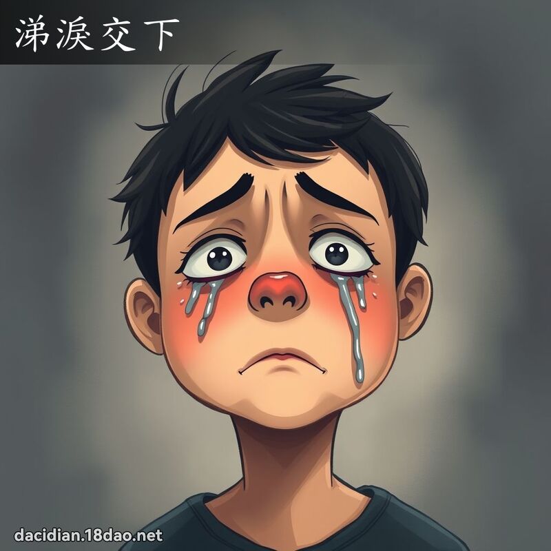 涕泪交下 - 国语大辞典配图
