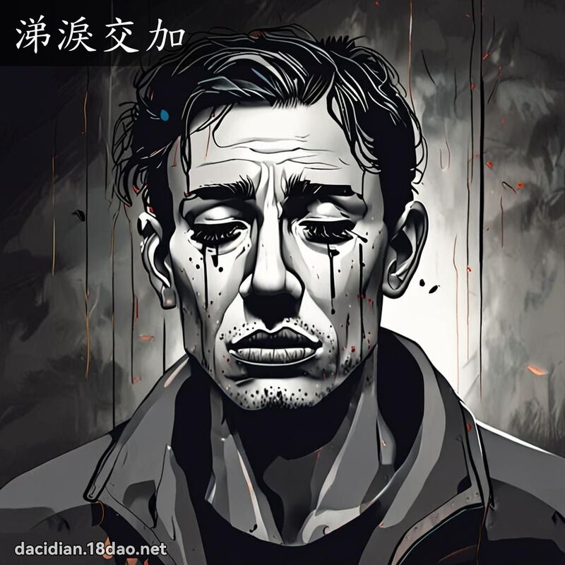 涕泪交加 - 国语大辞典配图