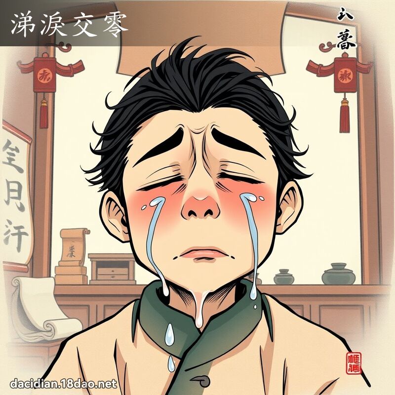 涕淚交零 - 國語大辭典配圖