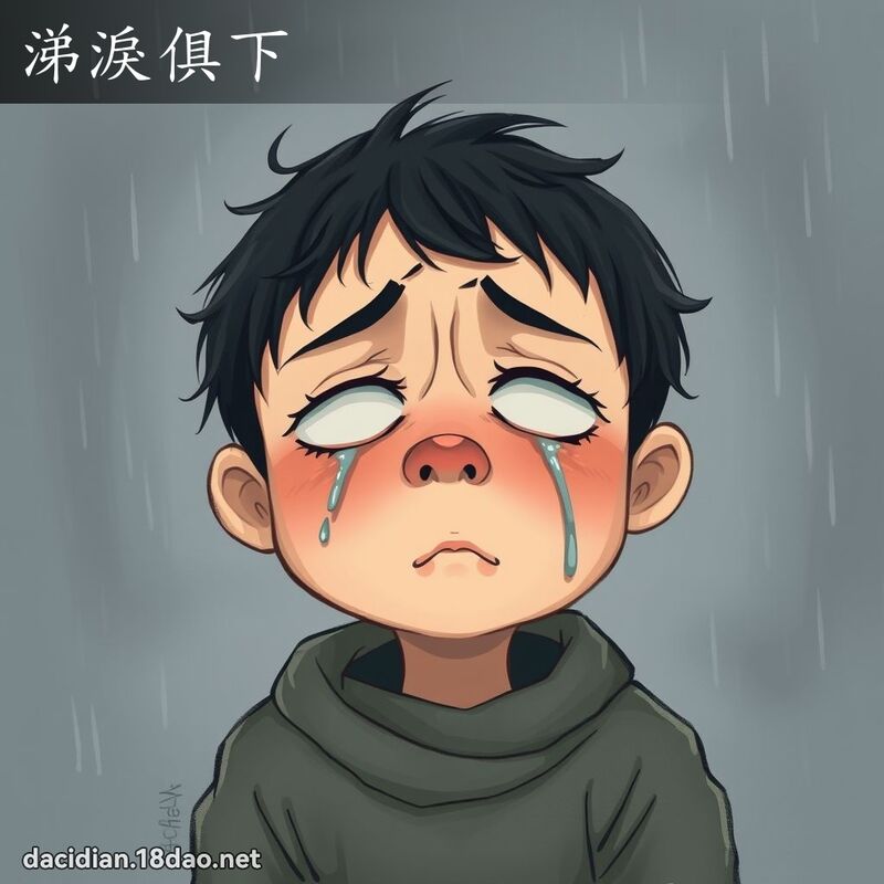 涕淚俱下 - 國語大辭典配圖