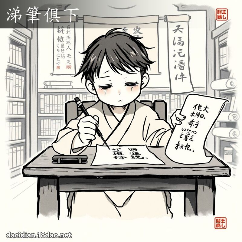 涕筆俱下 - 國語大辭典配圖