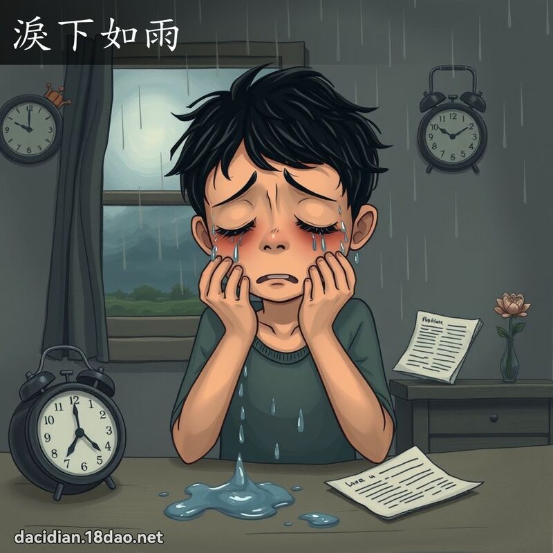 淚下如雨 - 國語大辭典配圖