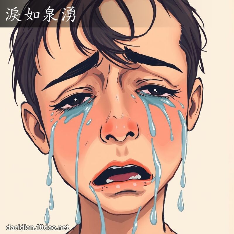 泪如泉涌 - 国语大辞典配图