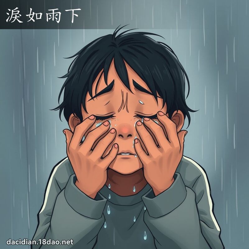 淚如雨下 - 國語大辭典配圖