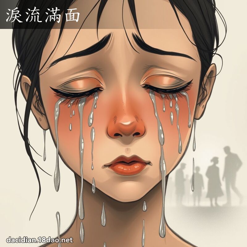 淚流滿面 - 國語大辭典配圖