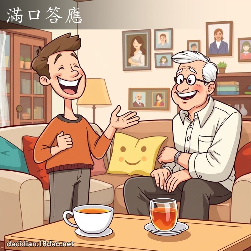 满口答应 - 国语大辞典配图