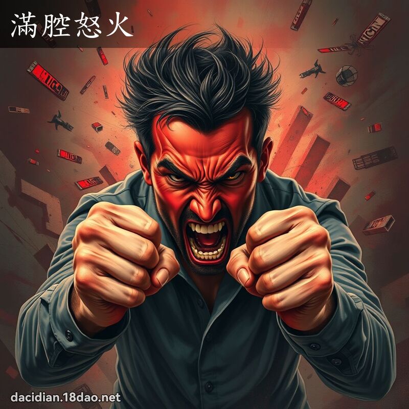 滿腔怒火 - 國語大辭典配圖