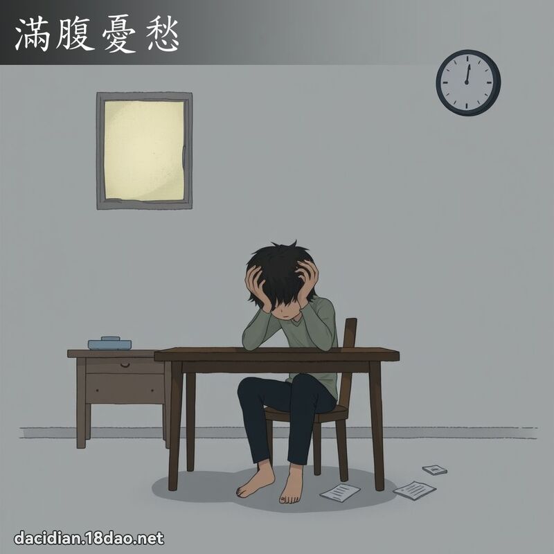 满腹忧愁 - 国语大辞典配图