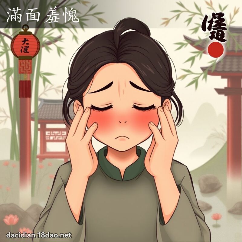 满面羞愧 - 国语大辞典配图
