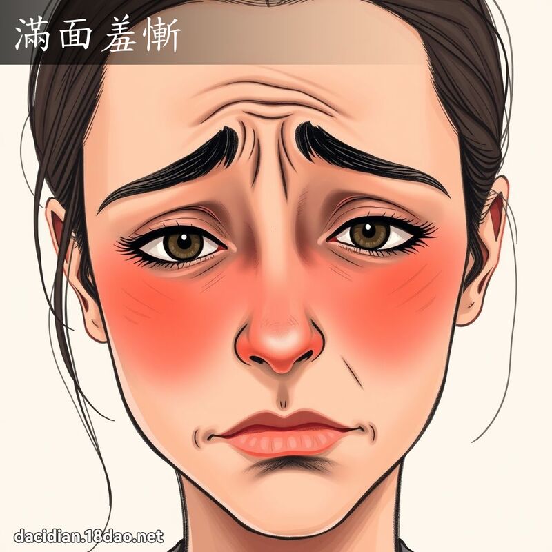 满面羞惭 - 国语大辞典配图