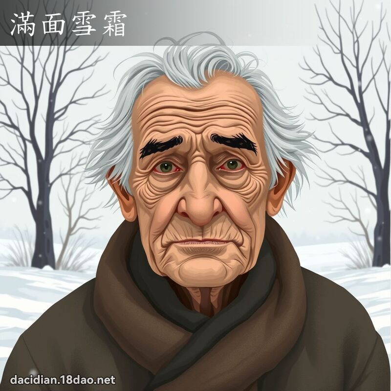 滿面雪霜 - 國語大辭典配圖